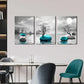 3pcs   Red Tree of Life Teal Beach and Stones,  Metal Print Ready to Hang Art