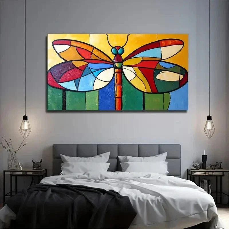 Color Dragonfly Decorative Wall Art Canvas Office Home Room Framed 120x60cm