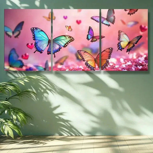 3pcs  Splendid butterfly. Art Painting Metal Print Ready to Hang Art