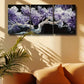 3pcs Purple and White Tree with Black Background Metal Print Ready to Hang Art