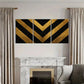 3pcs Abstract Golden Glitter Chevron Stripes Metal Print Ready to Hang Art