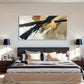 Golden Contemporary Abstract Wall Art Canvas Office Home Room Framed 80x45cm