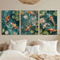 3pcs Vibrant Orange & Green Aquatic Theme Metal Print Ready to Hang Art