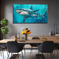 Great White Shark Wall Art Canvas Office Home Room Framed 80x45cm