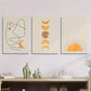 3pcs Abstract Geometric Shape Moon Sun Art Metal Print Ready to Hang Art