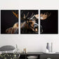3pcs   Retro Simple Elk Animal in Dark Black Wall Art Set Canvas Framed 40x60cm - High Quality Print 100% Australian Made Wall Canvas Ready to Hang