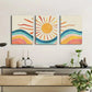 3pcs Bohemian Style Sun Mid-Century Abstract Metal Print Ready to Hang Art