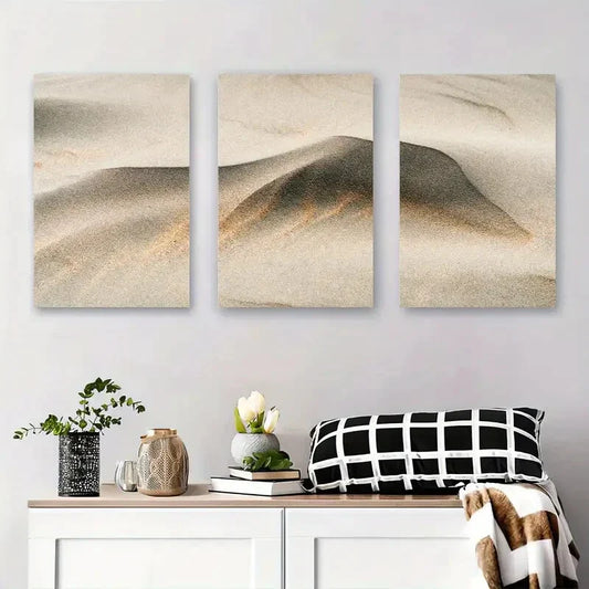 3pcs Tranquil Desert Landscape, Minimalist Metal Print Ready to Hang Art