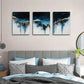 3pcs Modern Luxury Abstract Blue & Golden Drip Metal Print Ready to Hang Art