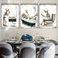 3pcs Halloween Skeleton White & Green Metal Print Ready to Hang Art