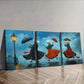 3pcss Featuring a Theme of Dancing in The Rain Wall Art Set Canvas Framed 40x60cm - High Quality Print 100% Australian Made Wall Canvas Ready to Hang
