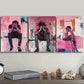 3pcs Pink trouble  Wall Art Set Canvas Framed 40x60cm - High Quality Print 100% Australian Made Wall Canvas Ready to Hang