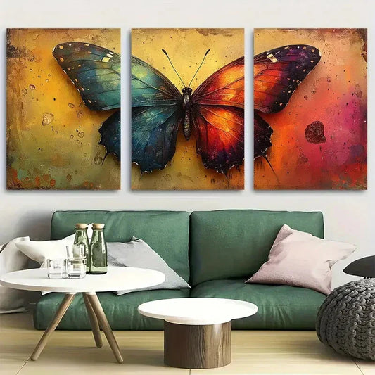 3pcs Magical Rainbow Butterfly Metal Print Ready to Hang Art