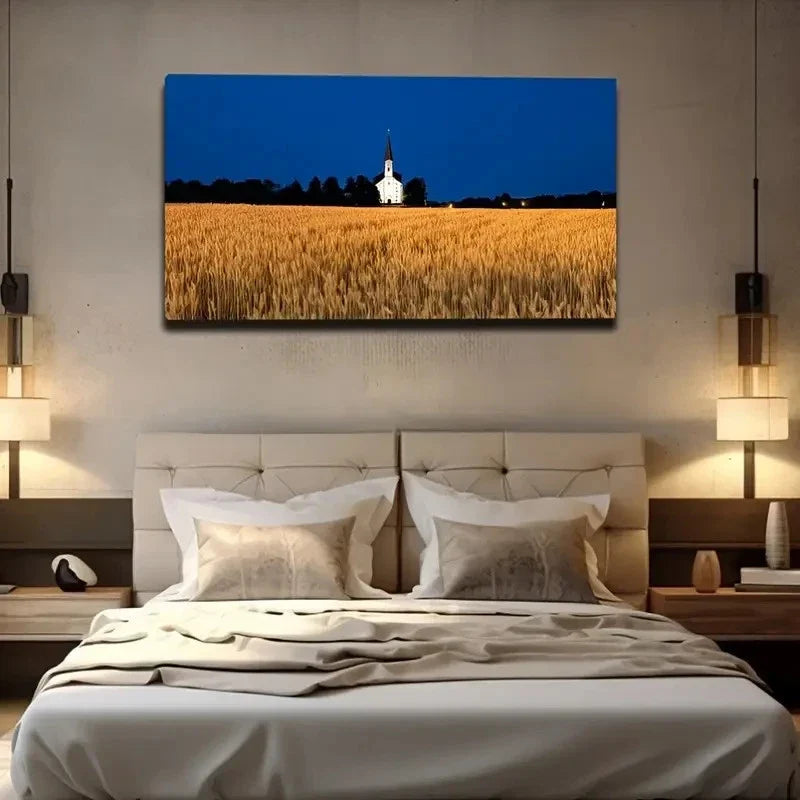 Romantic Night Scene Wall Art Canvas Office Home Room Framed 80x45cm
