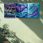 3pcs  Purple, note Art Painting Metal Print Ready to Hang Art