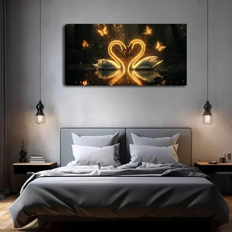 Heart Design with Butterflies Wall Art Canvas Office Home Room Framed 120x60cm