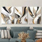 3pcs  Golden & White Swirls, Light Luxury  Wall Art Set Canvas Framed 40x60cm - High Quality Print 100% Australian Made Wall Canvas Ready to Hang