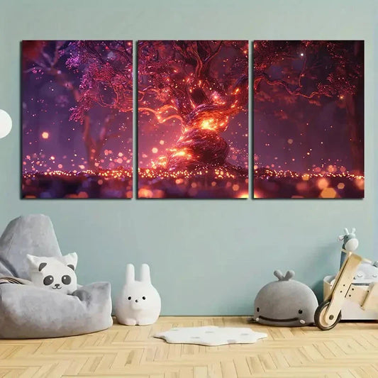 3pcs Modern Trees Golden Branches Metal Print Ready to Hang Art