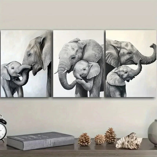 3pcs Majestic elephant Art Painting Metal Print Ready to Hang Art