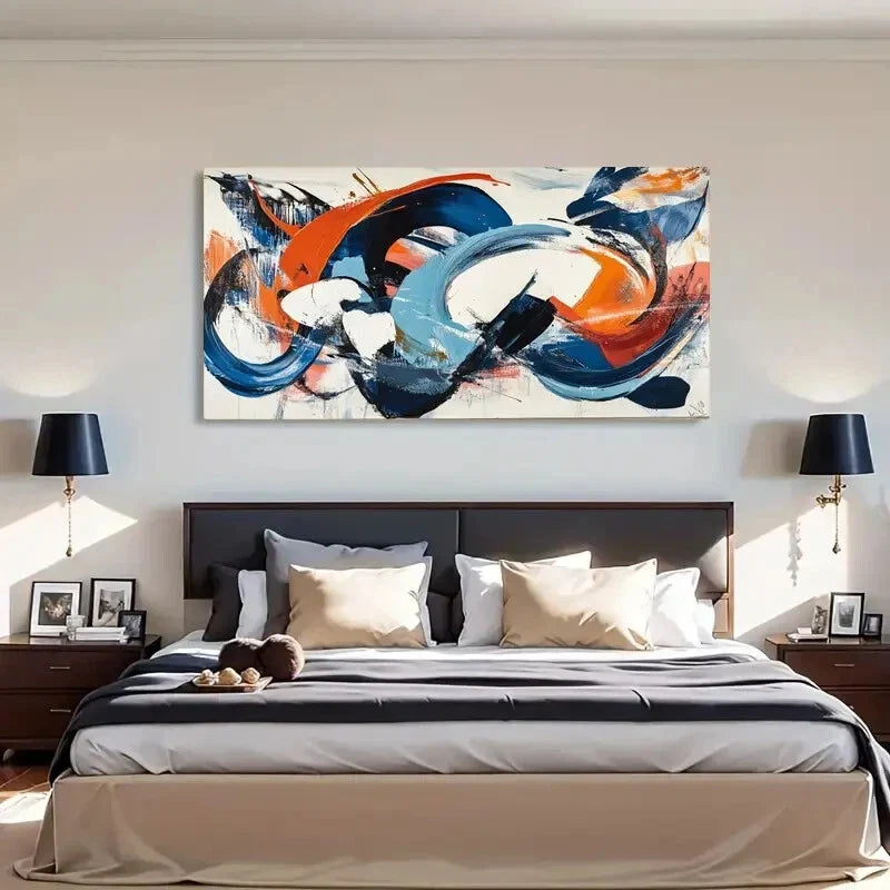 Bold Strokes Abstract Dynamic Wall Art Canvas Office Home Room Framed 120x60cm