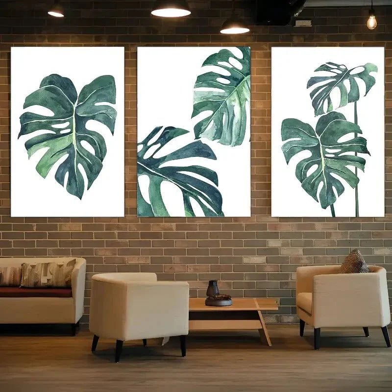3pcs Botanical Art Leaves Poster Metal Print Ready to Hang Art