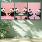 3pcs  Table tennis panda Art Painting Metal Print Ready to Hang Art