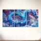 3pcs Mythical Snake Theme Colourful Metal Print Ready to Hang Art