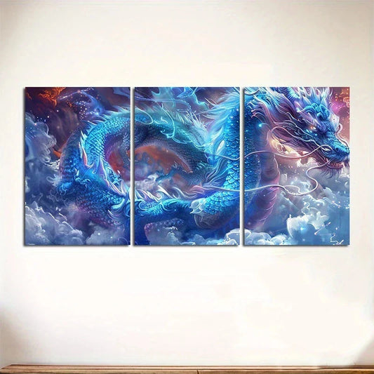 3pcs Mythical Snake Theme Colourful Metal Print Ready to Hang Art