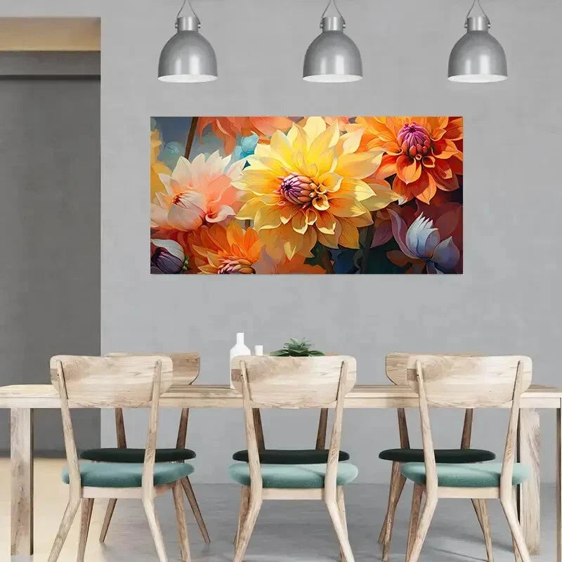Abstract Floral Painting wall canvas office home room framed 80x45cm