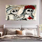 Skeleton Couple Wedding Décor Wall Art Canvas Office Home Room Framed 120x60cm