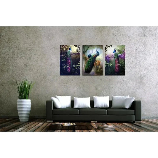 3pcs Modern Pea Rooster Pictures  Metal Print Ready to Hang Art