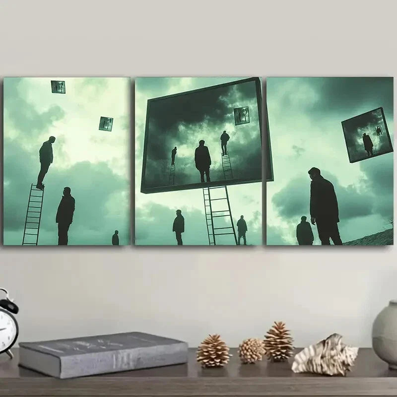 3pcs Surreal film, Art Painting Metal Print Ready to Hang Art