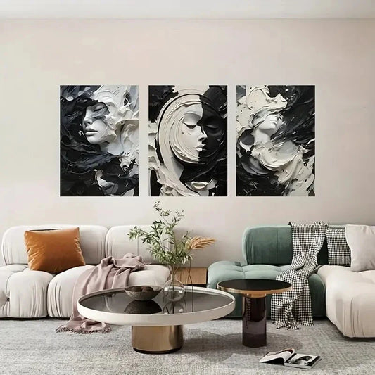 3pcs Artistic Portrait Metal Print Ready to Hang Art