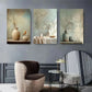 3pcs Vintage Floral Vase And Bird Soft Pastel Metal Print Ready to Hang Art