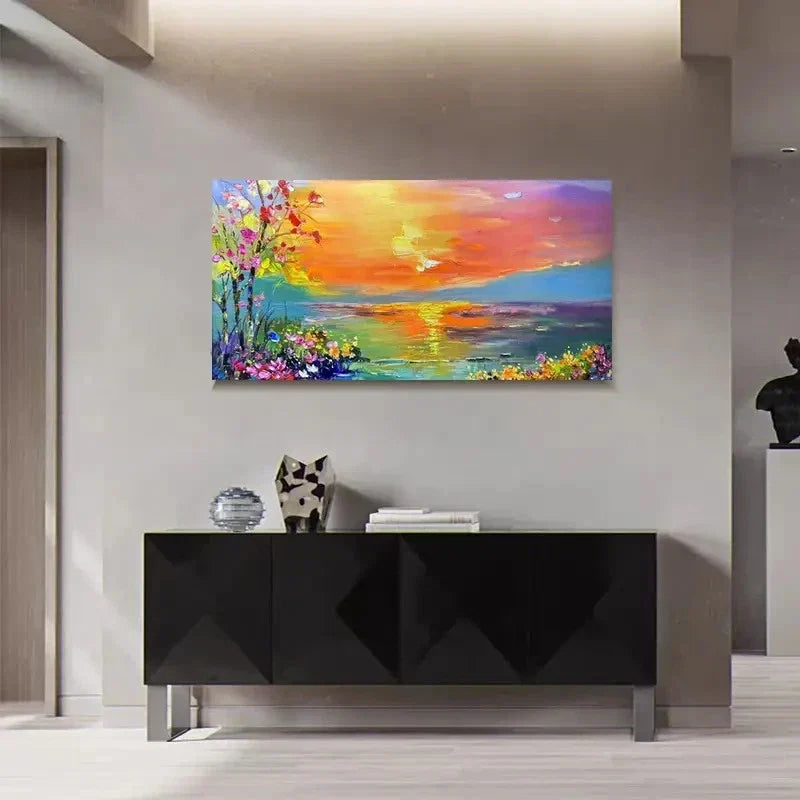 Modern Abstract Floral Textures Wall Art Canvas Office Home Room Framed 120x60cm