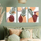 3pcs Tropical Green Leaves & Abstract Shapes Metal Print Ready to Hang Art