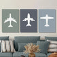 3pcs Airplane color filled icon, aviation Metal Print Ready to Hang Art