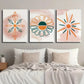 3pcs Modern Geometric Shapes Orange Green Design Metal Print Ready to Hang Art