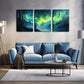 3pcs Northern Lights And Tiny People  Wall Art Set Canvas Framed 40x60cm - High Quality Print 100% Australian Made Wall Canvas Ready to Hang