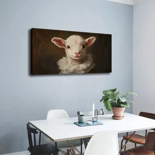 Cute Lamb with Fluffy White Fur Wall Art Canvas Office Home Room Framed 120x60cm