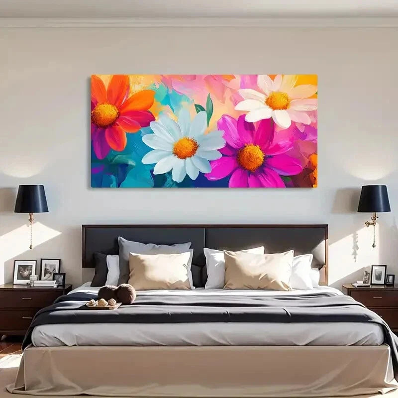 Floral Pattern Décor Modern Wall Art Canvas Office Home Room Framed 120x60cm
