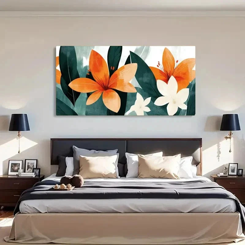 Vibrant Orange Tropical Perfect Wall Art Canvas Office Home Room Framed 120x60cm