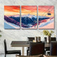 3pcs Vibrant Sunset & Mountain Scenery Metal Print Ready to Hang Art