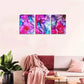 3pcs Abstract Pink Purple Pictures Metal Print Ready to Hang Art