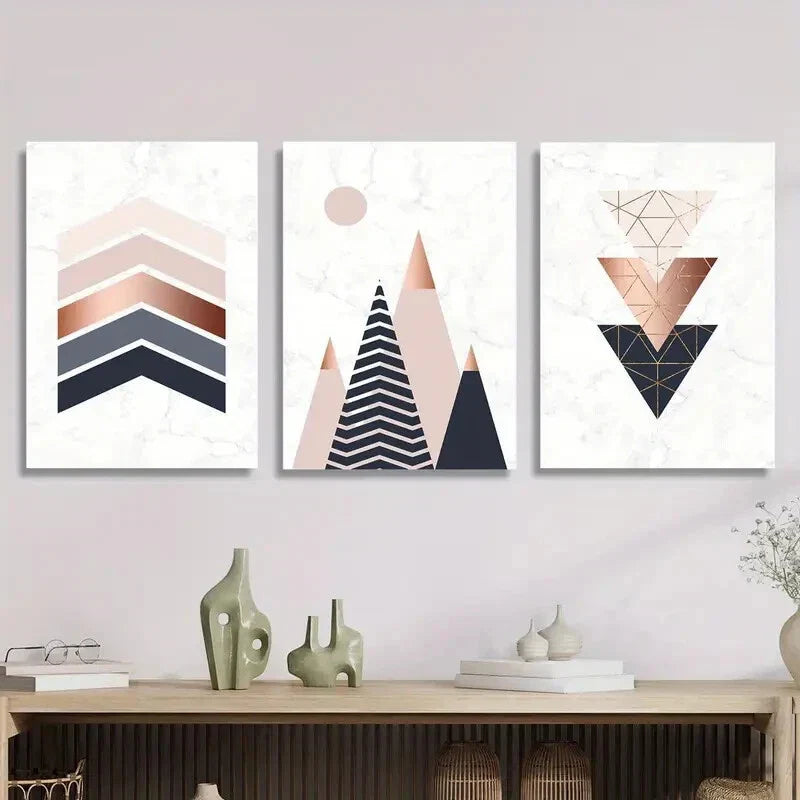 3pcs Abstract Geometric Wall Art Set Canvas Framed 40x60cm - High Quality Print 100% Australian Made Wall Canvas Ready to Hang