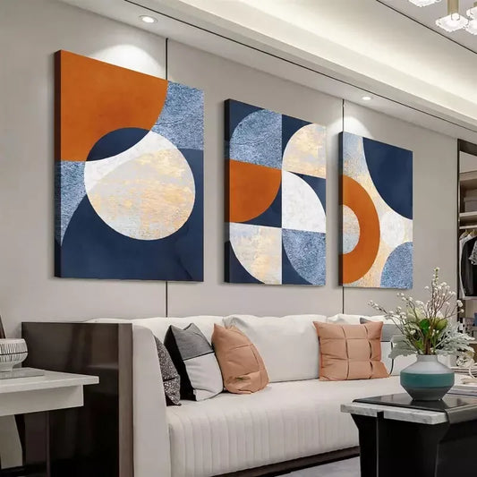 3pcs Modern Abstract Geometric Art Canvas Framed 40x60cm - High Quality Print 100% Australian Made Wall Canvas Ready to Hang