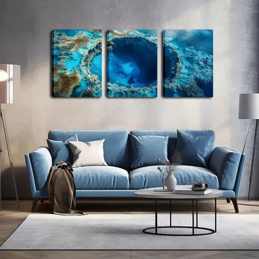 3pcs Serene Blue-Eyed Lake Landscape    Wall Art Set Canvas Framed 40x60cm - High Quality Print 100% Australian Made Wall Canvas Ready to Hang