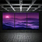 3pcs Purple Sky Sunset Mountain Range Metal Print Ready to Hang Art
