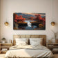 Red Leaf Forest & Mountain Wall Art canvas office home room framed 120x60cm