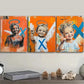 3pcs Abstract Angel Trio with Blue Hats Metal Print Ready to Hang Art